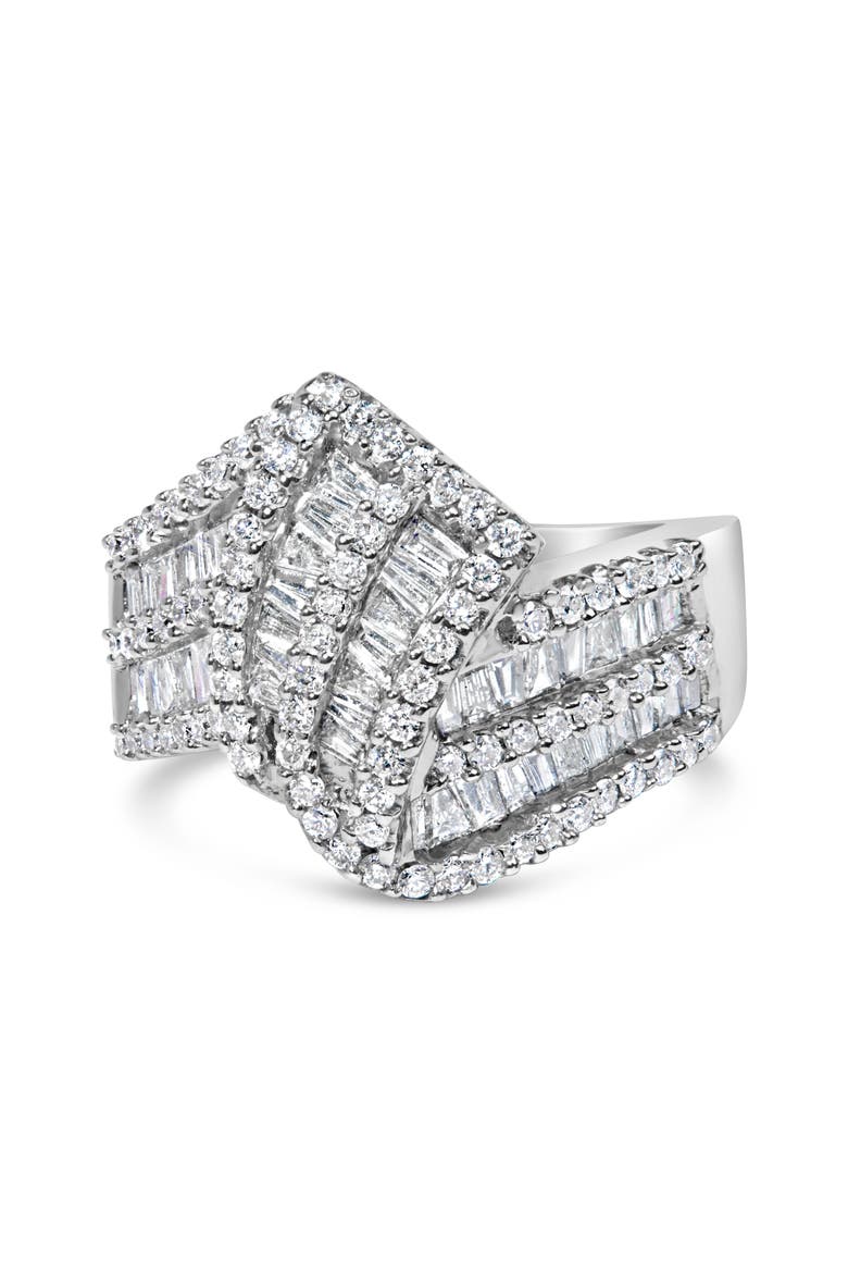 14K White Gold 1-1/2 Cttw Diamond Bypass Cocktail Ring Band, Main, color, White