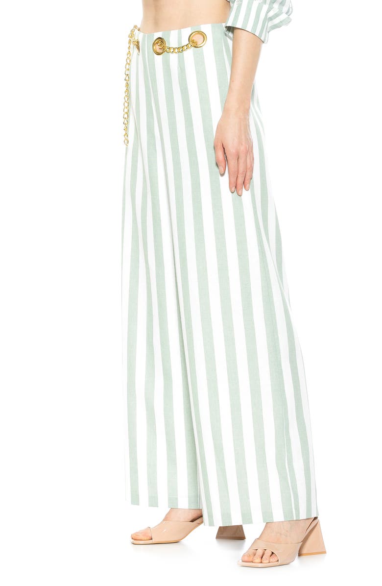 Alexia Admor Cassie Stripe Grommet High Waist Wide Leg Pants, Alternate, color, 