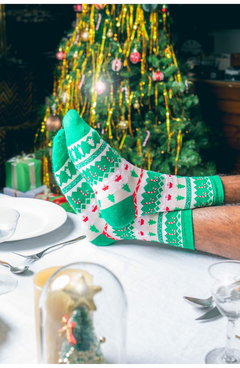 doiy Xmas Jumper Crew Socks, Alternate, color, Green Multi