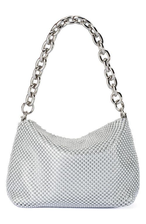 Olga Berg Skylar Ball Mesh Shoulder Bag In Silver