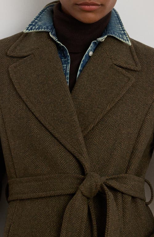 Ralph Lauren Lauren  Wrap Longline Coat In Brown