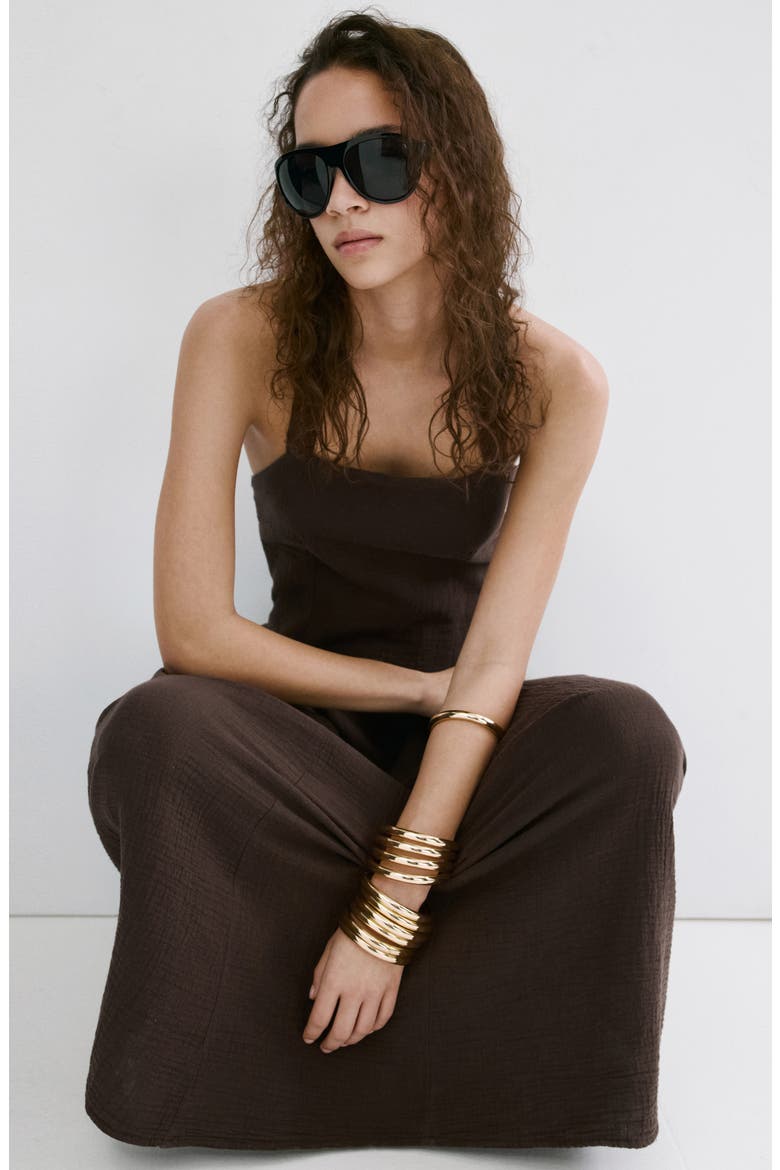Double Gazue Halter Maxi Dress, Alternate, color, CHOCOLATE
