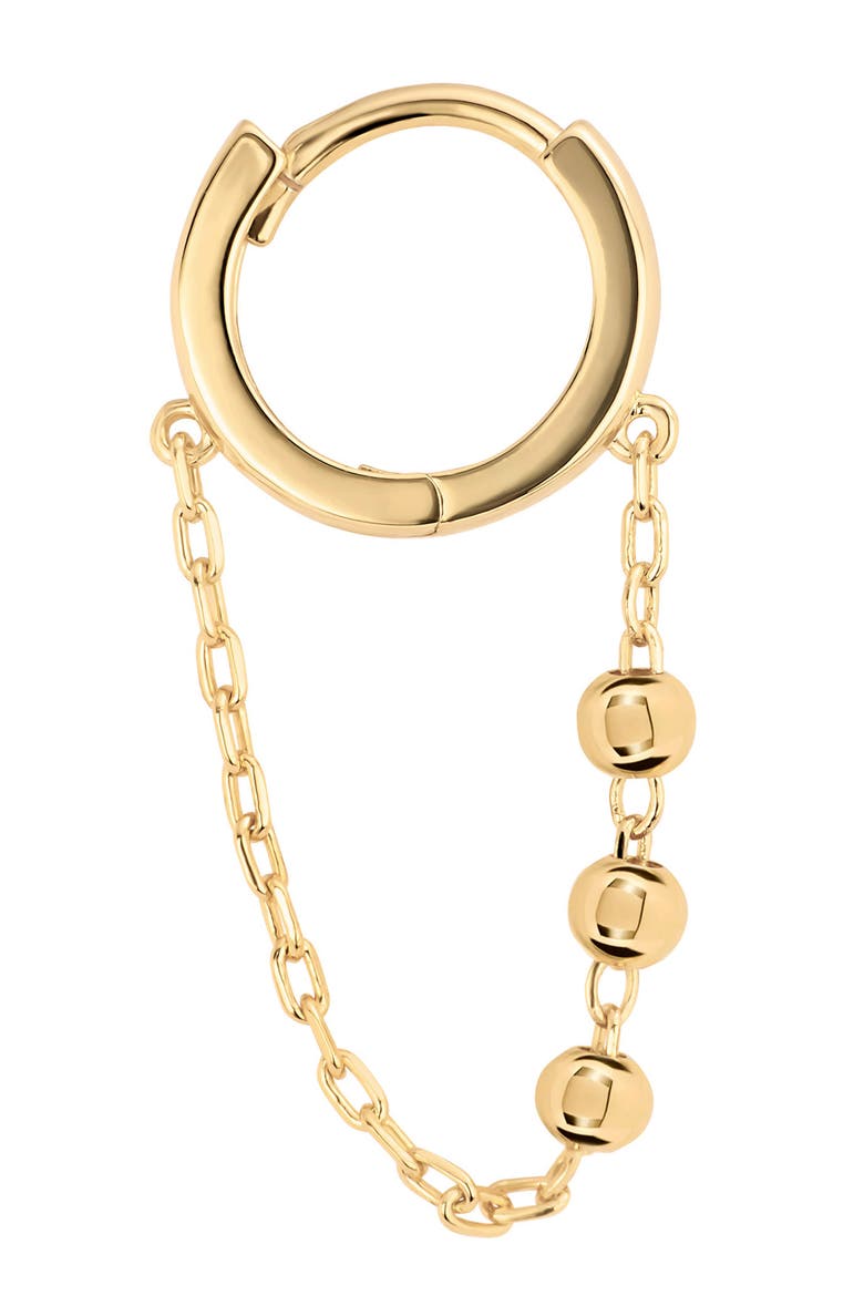 Triple Bead Chain Huggie Hoop Earrings, Alternate, color, GOLD