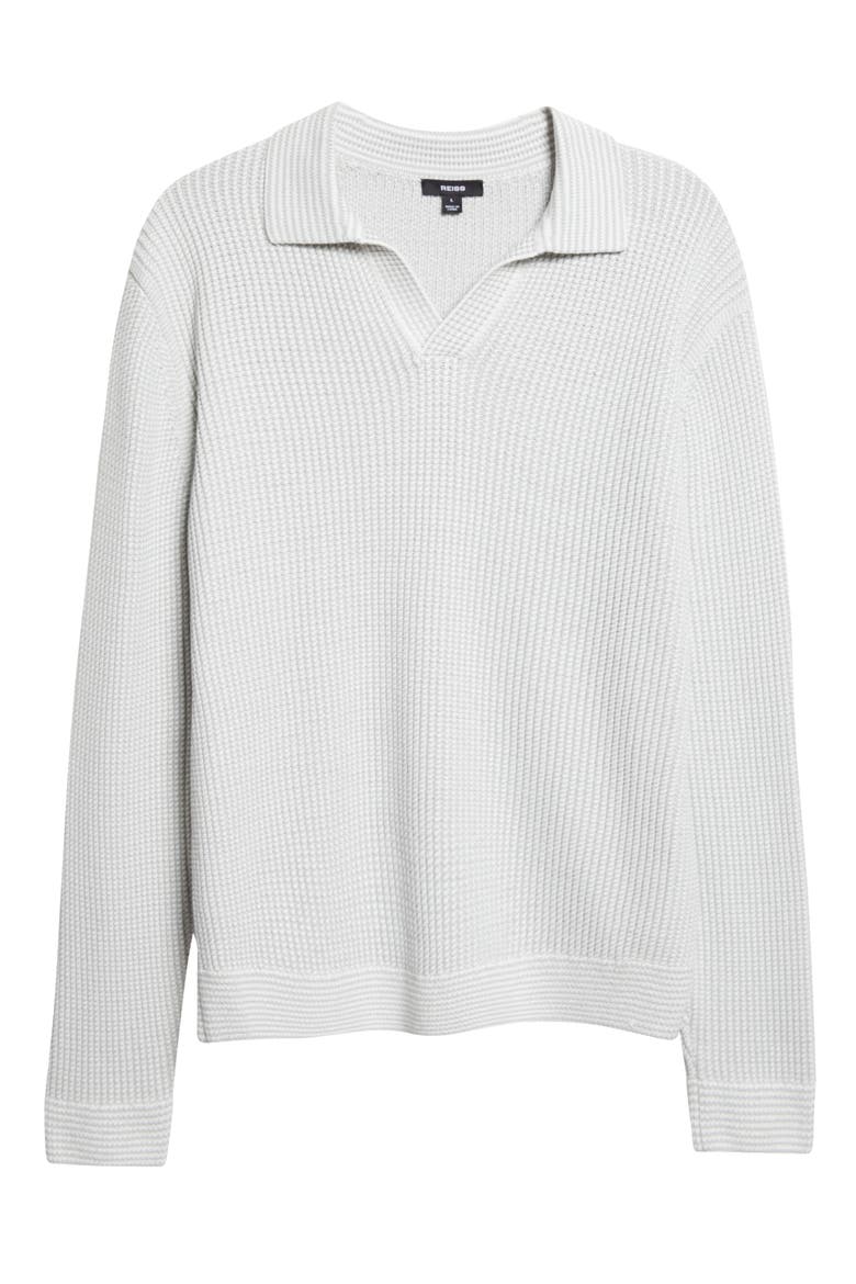 Dunbar Johnny Collar Sweater, Alternate, color, SOFT SAGE/ WHITE