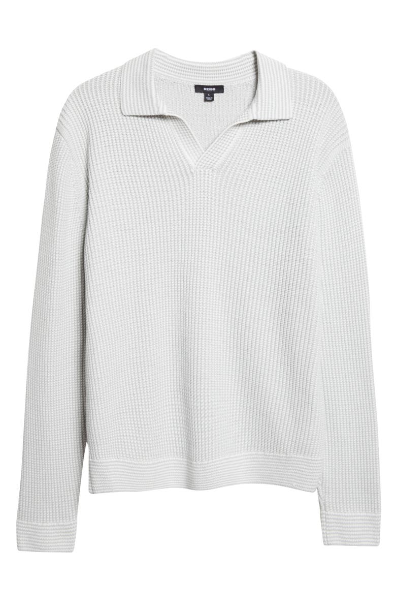 Reiss Dunbar Johnny Collar Sweater, Main, color, Soft Sage/ White