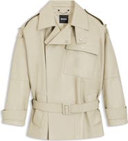 BOSS Satila Short Leather Trench Coat