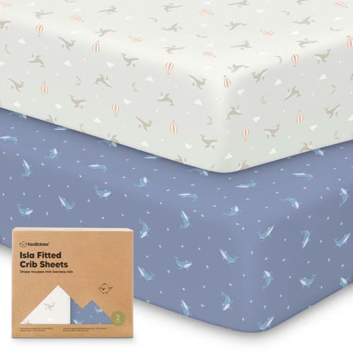Keababies Isla Fitted Crib Sheets In Marine Muse