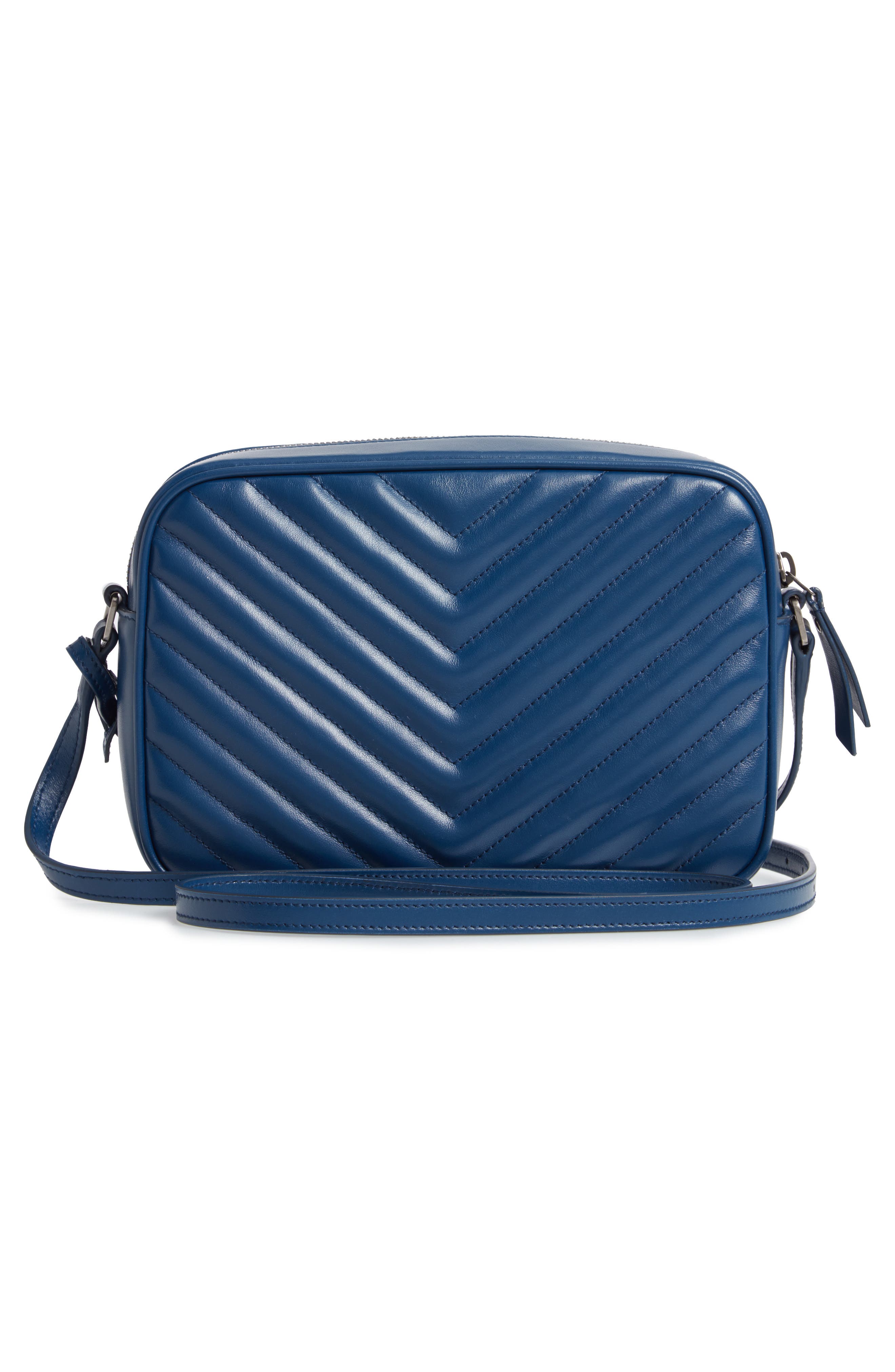 Lou Matelassé Leather Camera Bag, Alternate, color, SEA BLUE