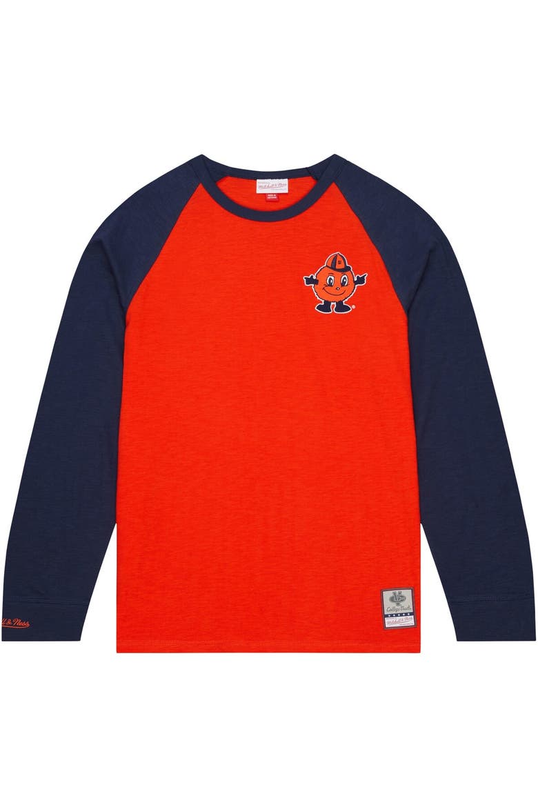 Men's Mitchell & Ness Orange Syracuse Orange Legendary Slub Raglan Long Sleeve T-Shirt, Alternate, color, Orange