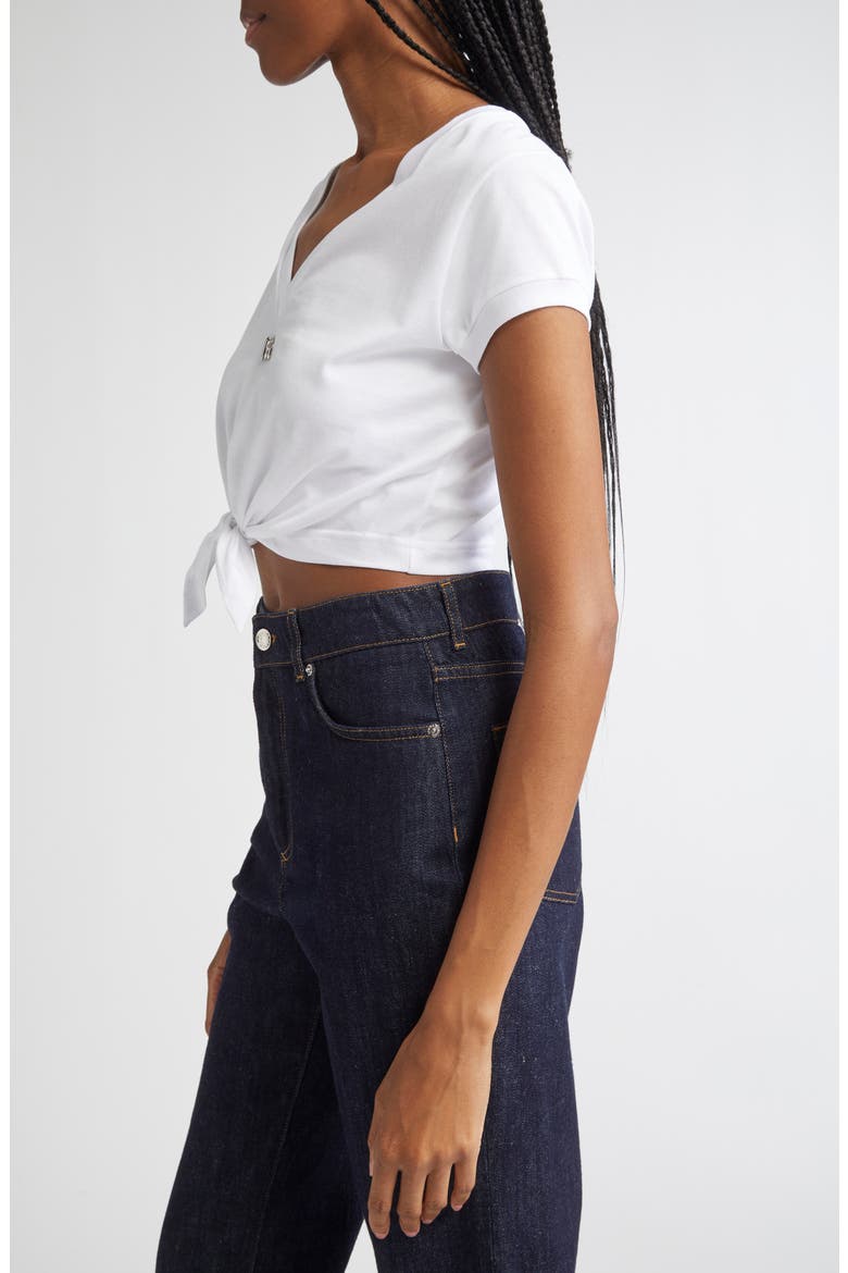 Tie Hem Cotton Jersey T-Shirt, Alternate, color, OPTICAL WHITE