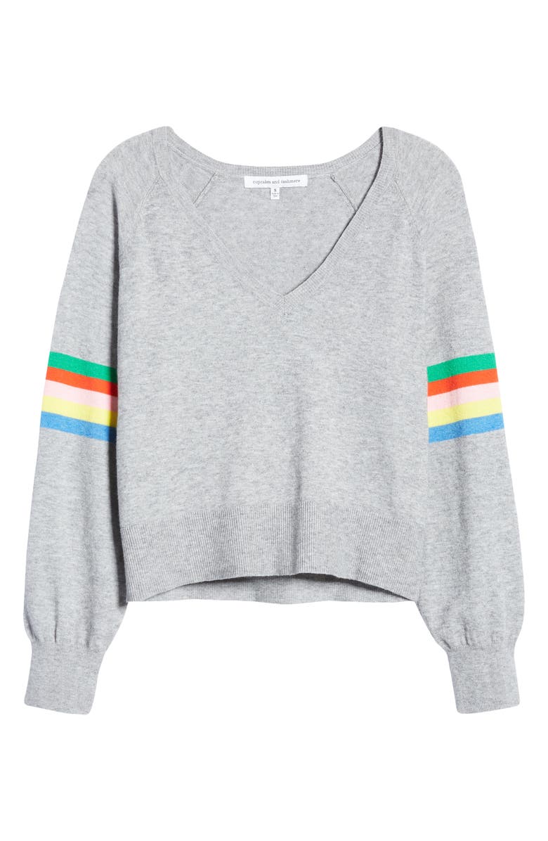 cupcakes and cashmere Hazel Rainbow Stripe Sweater, Alternate, color, 