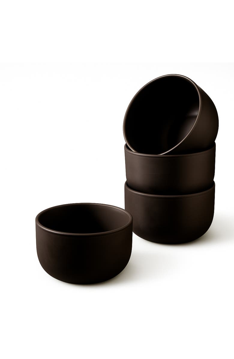 Gharyan Stoneware Le Gourmand Dinnerware, Set 16 Pieces, Alternate, color, Matte Black