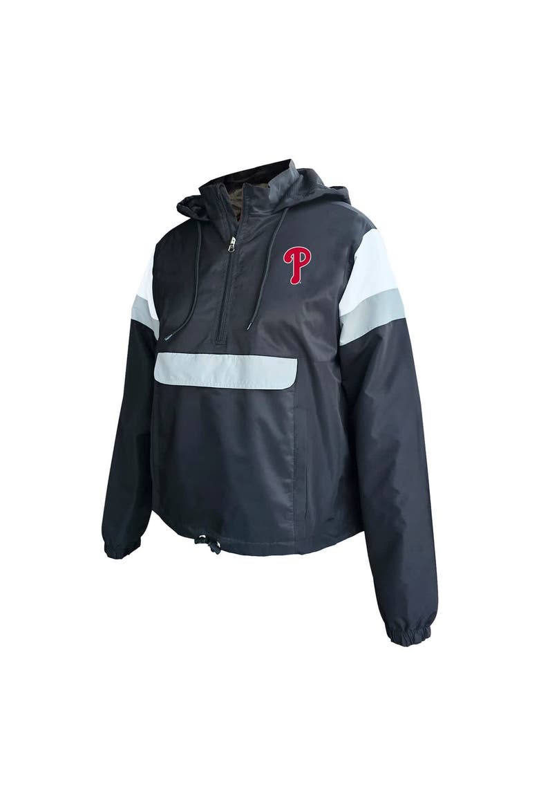 Women's Profile Black Philadelphia Phillies Plus Size Anorak Hoodie Quarter-Zip Pullover, Alternate, color, Black
