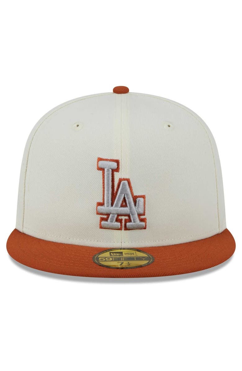 New Era Men's New Era Cream/Orange Los Angeles Dodgers 59FIFTY Fitted Hat, Alternate, color, 