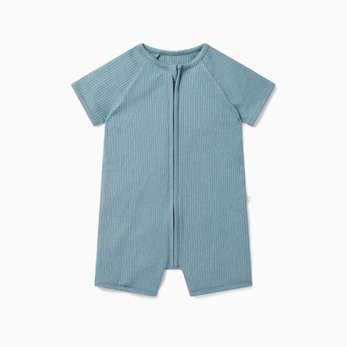 Mori Kids'  Ribbed Summer Zip-up Sleepsuit In Blue