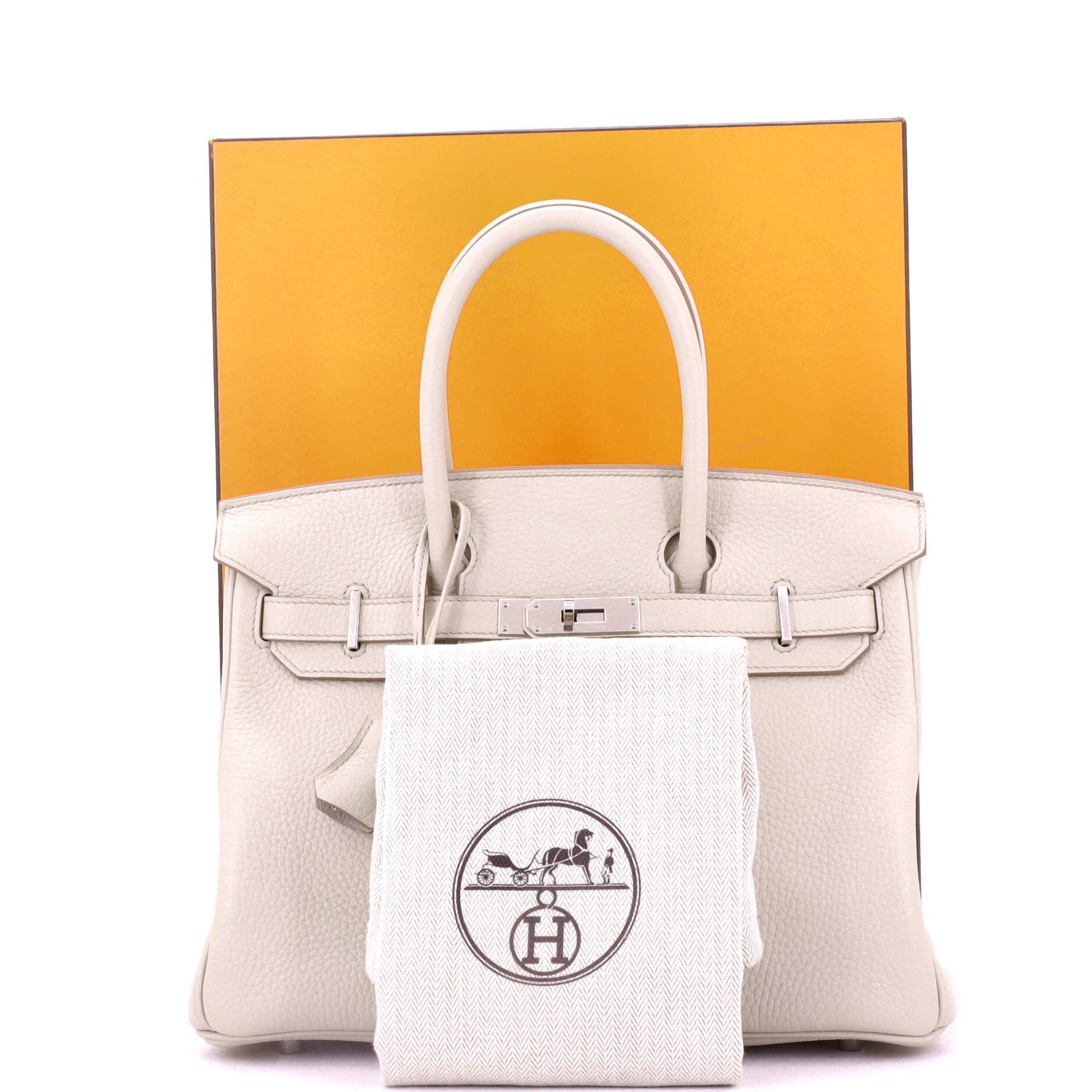 Pre-Owned Hermes Birkin Handbag Light Clemence with Palladium Hardware 30, Alternate, color, Beton
