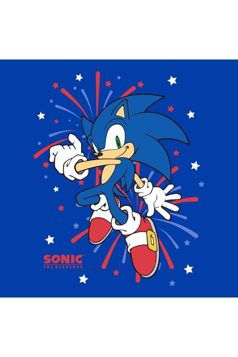 Mens Sonic the Hedgehog 4th of July Fireworks T Shirt, Alternate, color, Royal Blue