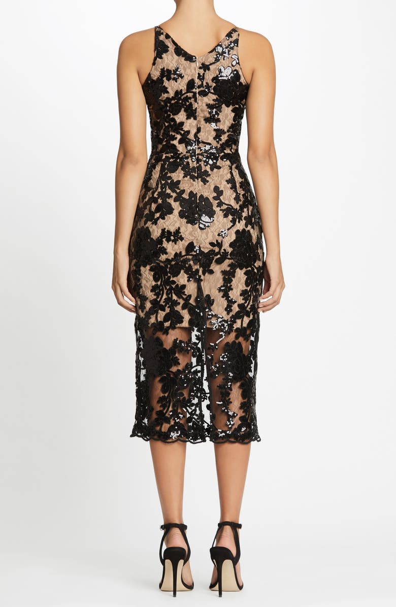 Dress the Population Rebecca Floral Lace Midi Dress, Alternate, color, 