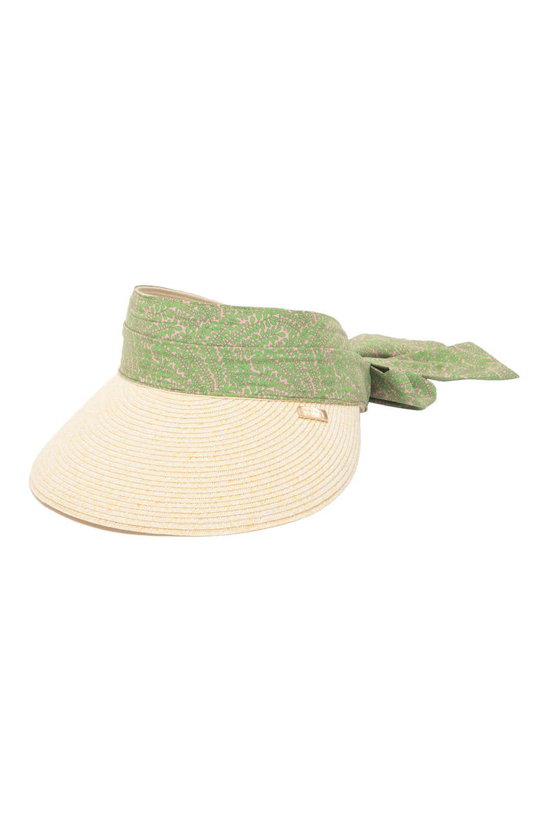 Ribbon Tie Straw Visor, Main, color, NATURAL