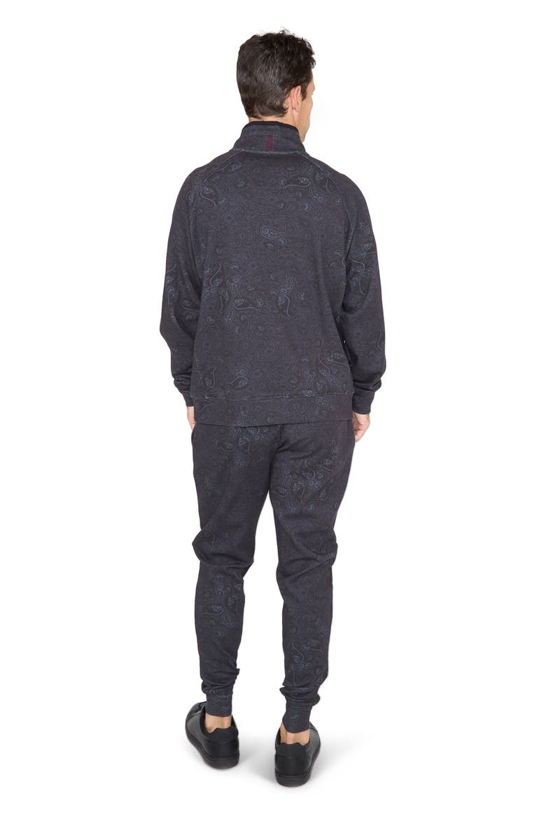 Craig Brushed Interlock Quarter Zip Pullover, Alternate, color, Montgat Paisley Black