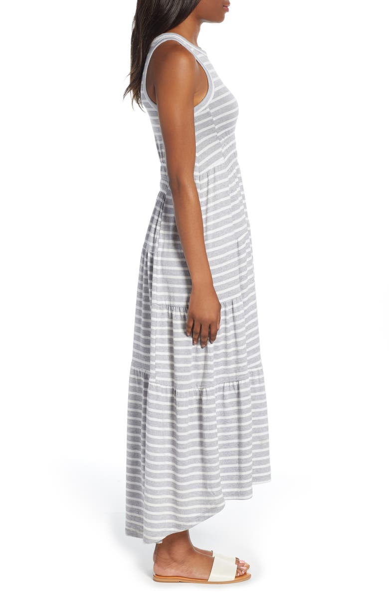 Lucky Brand Smocked Linen Blend Dress, Alternate, color,