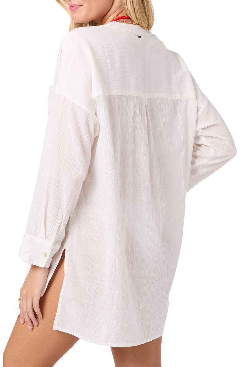 Belizin Long Sleeve Semisheer Cotton Cover-Up Tunic, Alternate, color, WHITE