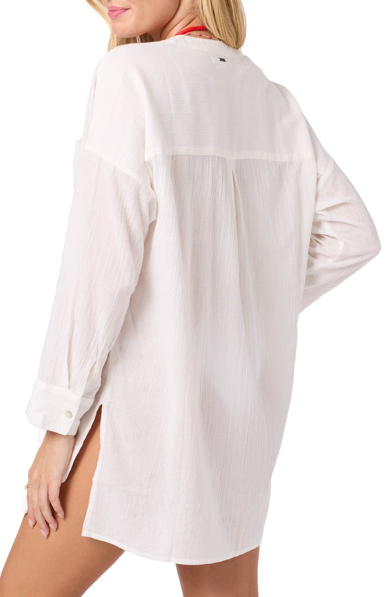 O'Neill Belizin Long Sleeve Semisheer Cotton Cover-Up Tunic, Alternate, color, White