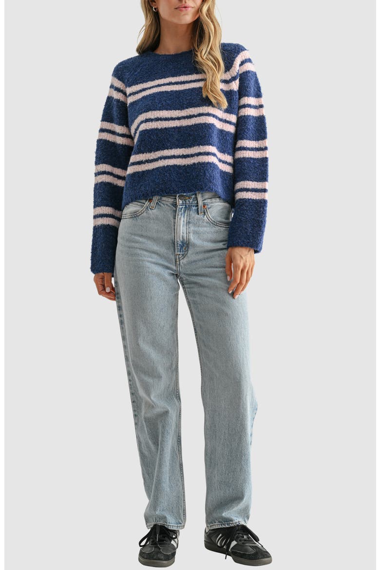 Fuzzy Striped Sweater, Alternate, color, BLUE PINK