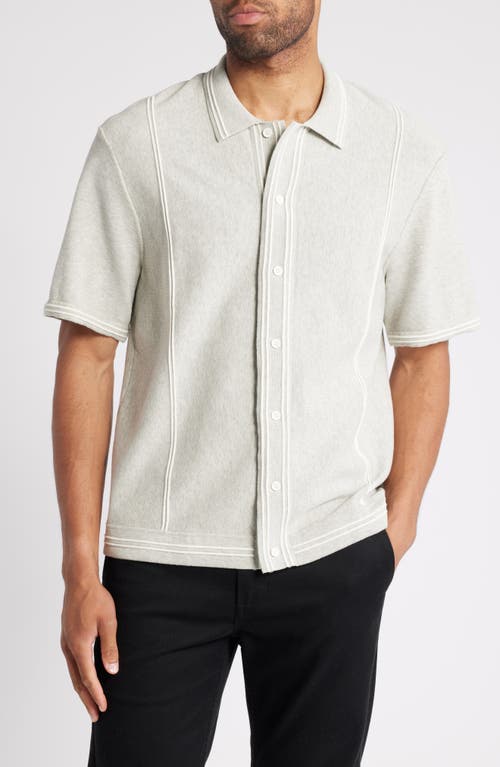 Wax London Minori Short Sleeve Milano Knit Button-Up Shirt in Grey 