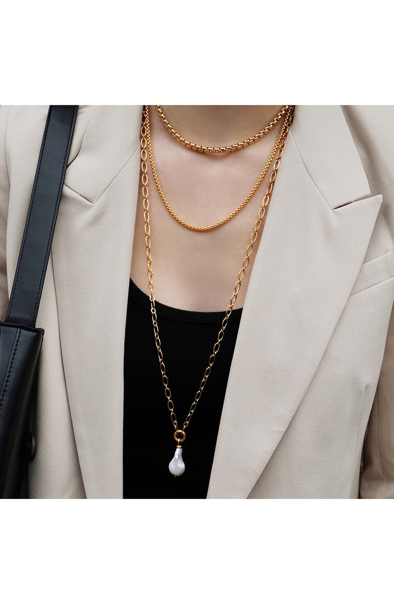 Dean Davidson Florence Freshwater Pearl Pendant Long Chain Necklace, Alternate, color, Pearl/ Gold