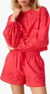 CAMI NYC Kalena Embroidered Eyelet Long Sleeve Cotton Top