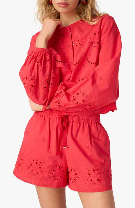 Kalena Embroidered Eyelet Long Sleeve Cotton Top