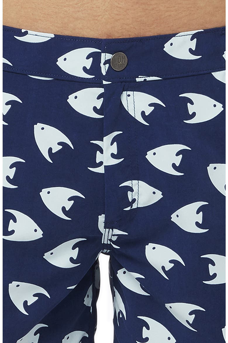 Angelfish Snap Swim Trunks, Alternate, color, DEEP BLUE