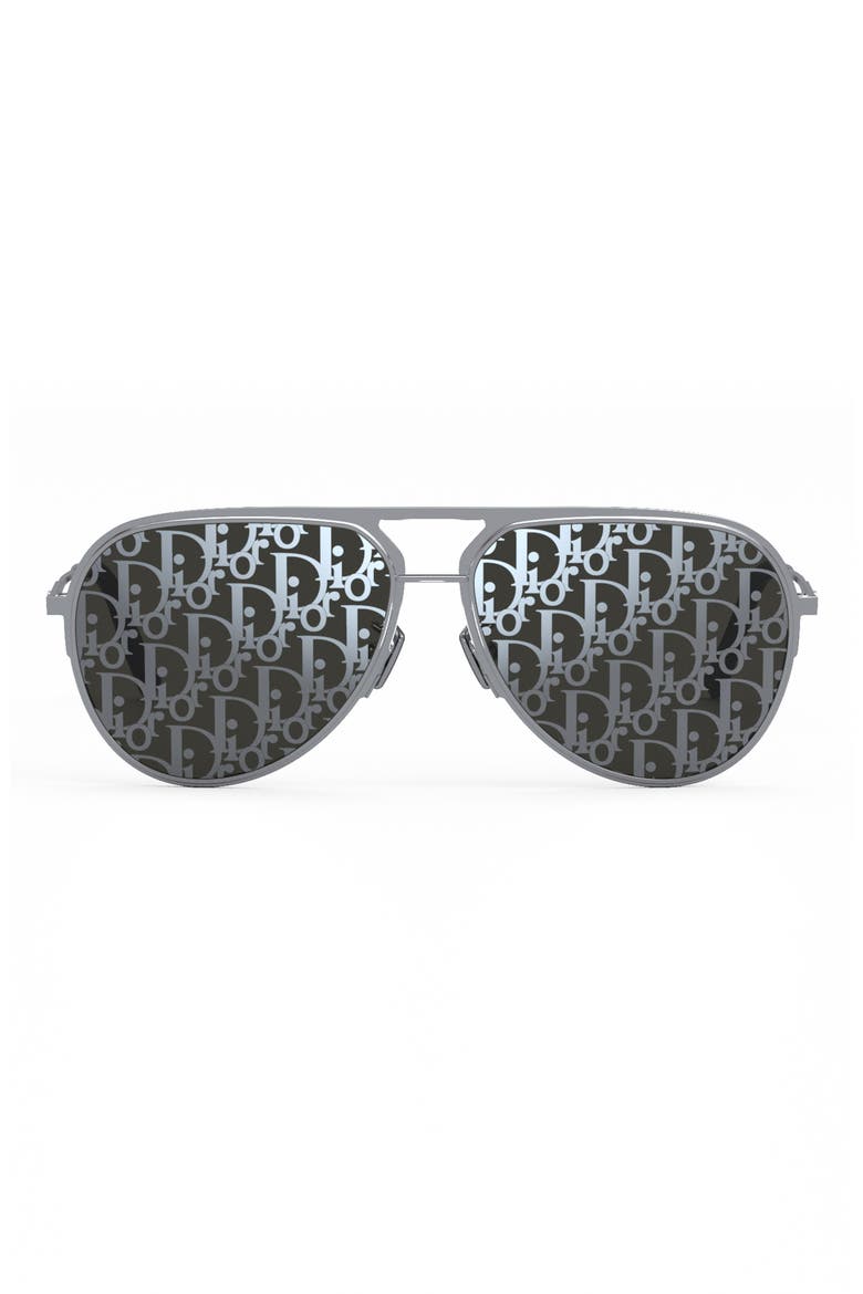 Logo Lens 60mm Mirrored Aviator Sunglasses, Main, color, SHINY PALLADIUM / SMOKE MIRROR