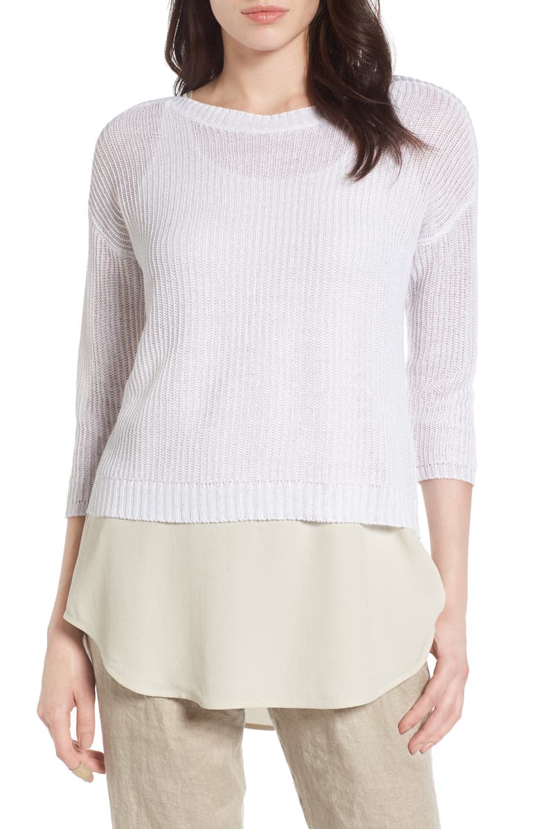 Eileen Fisher Boxy Organic Linen Top, Main, color,