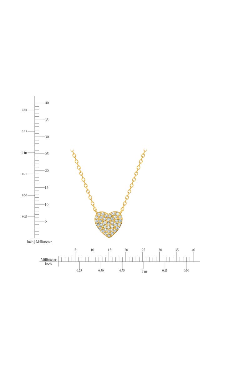 Pavé Cubic Zirconia Heart Pendant Necklace, Alternate, color, 18KYG/ CLEAR STONE