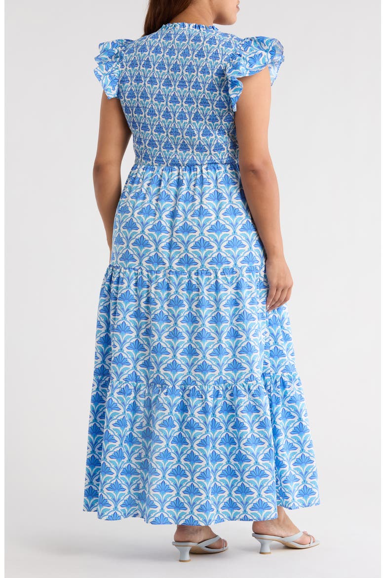 Sunfire Geo Floral Print Cotton Maxi Dress, Alternate, color, BLUE/ WHITE