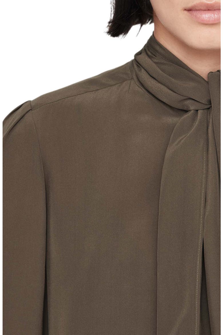 Iris Tie Neck Silk Shirt, Alternate, color, WASHED KHAKI