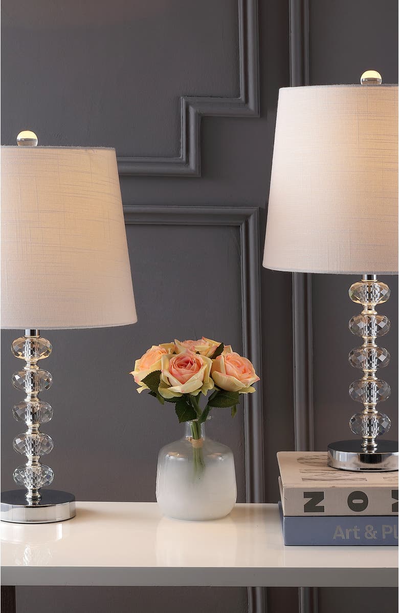 JONATHAN Y Kevin 22" Glass/Metal LED Table Lamp, Clear/Chrome, Alternate, color, 