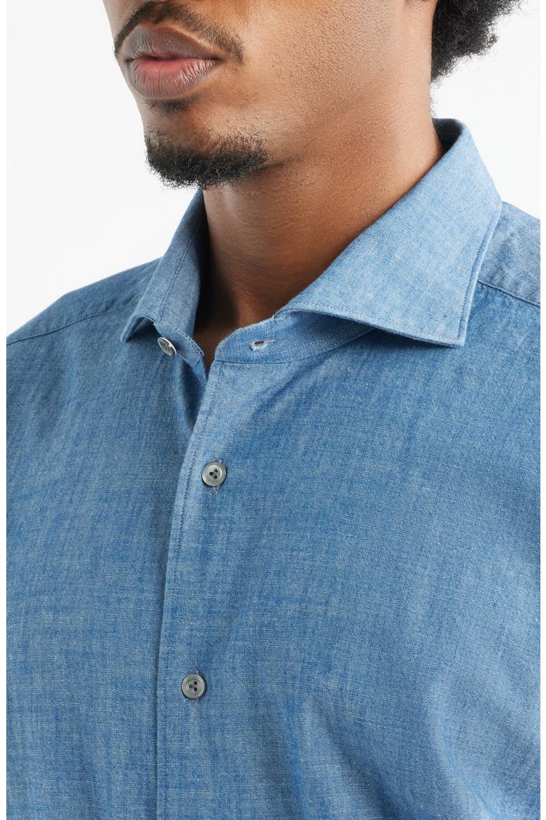 Bassano Chambray Button-Up Shirt, Alternate, color, MEDIUM BLUE