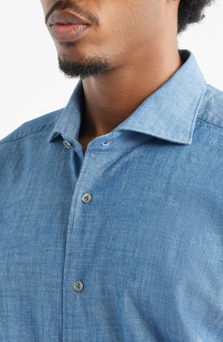 Zanella Bassano Chambray Button-Up Shirt, Alternate, color, Medium Blue