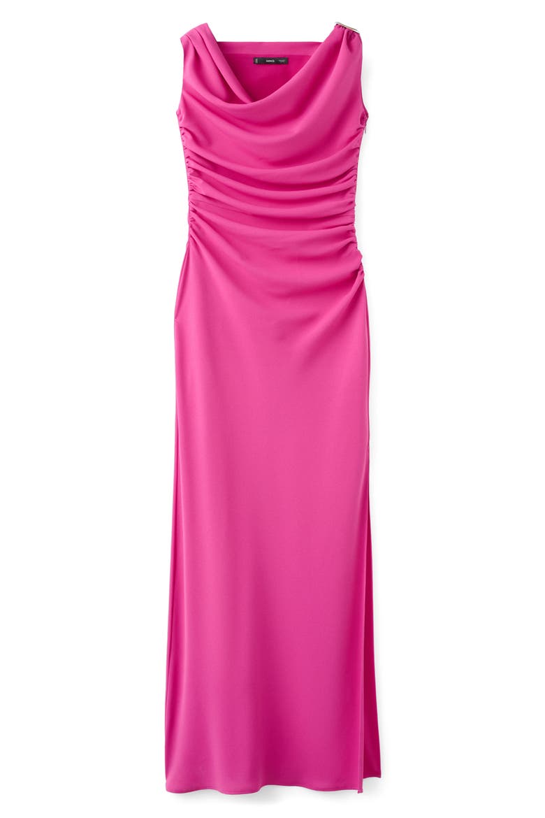 One Shoulder Cocktail Maxi Dress, Main, color, FUCHSIA