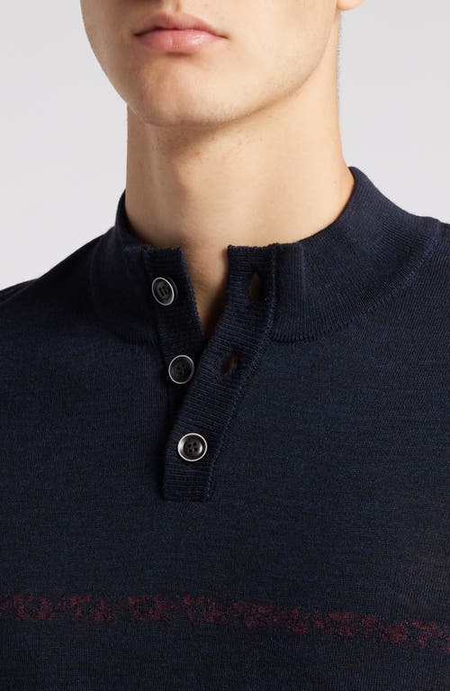Robert Barakett East Arm Wool Henley Sweater In Navy