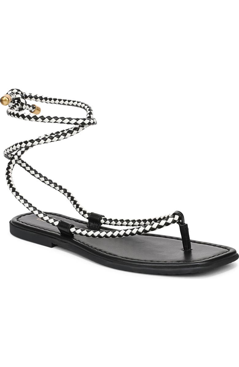 Veronica Beard Carmina Ankle Wrap Sandal, Main, color, Black/ Coconut