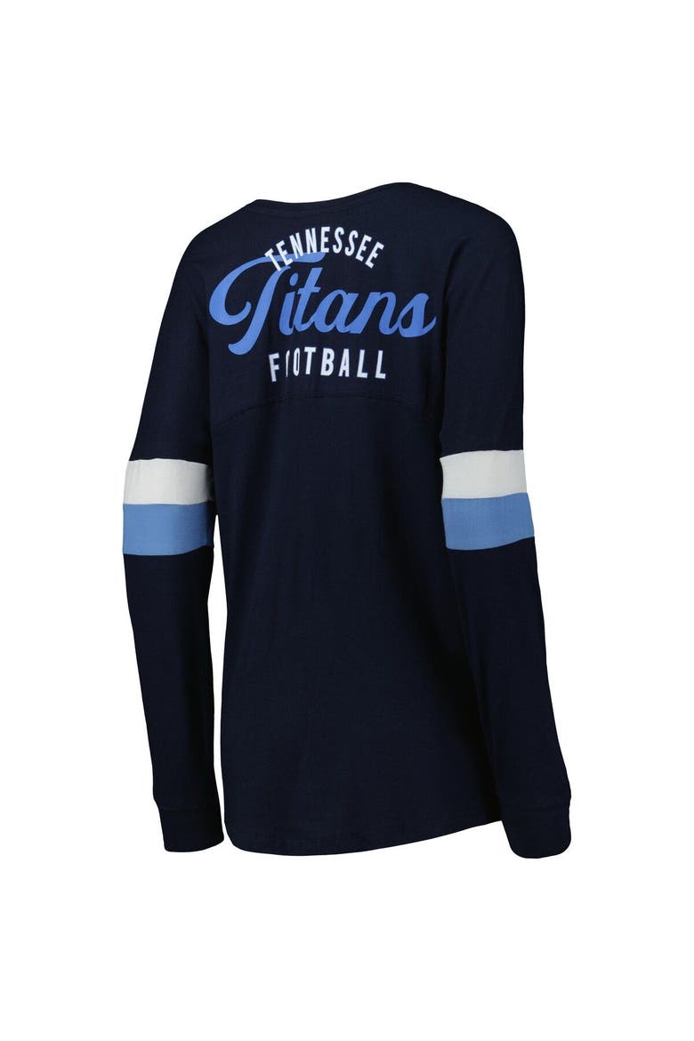 Women's New Era  Navy Tennessee Titans Athletic Varsity Lightweight Lace-Up Long Sleeve T-Shirt, Alternate, color, Navy