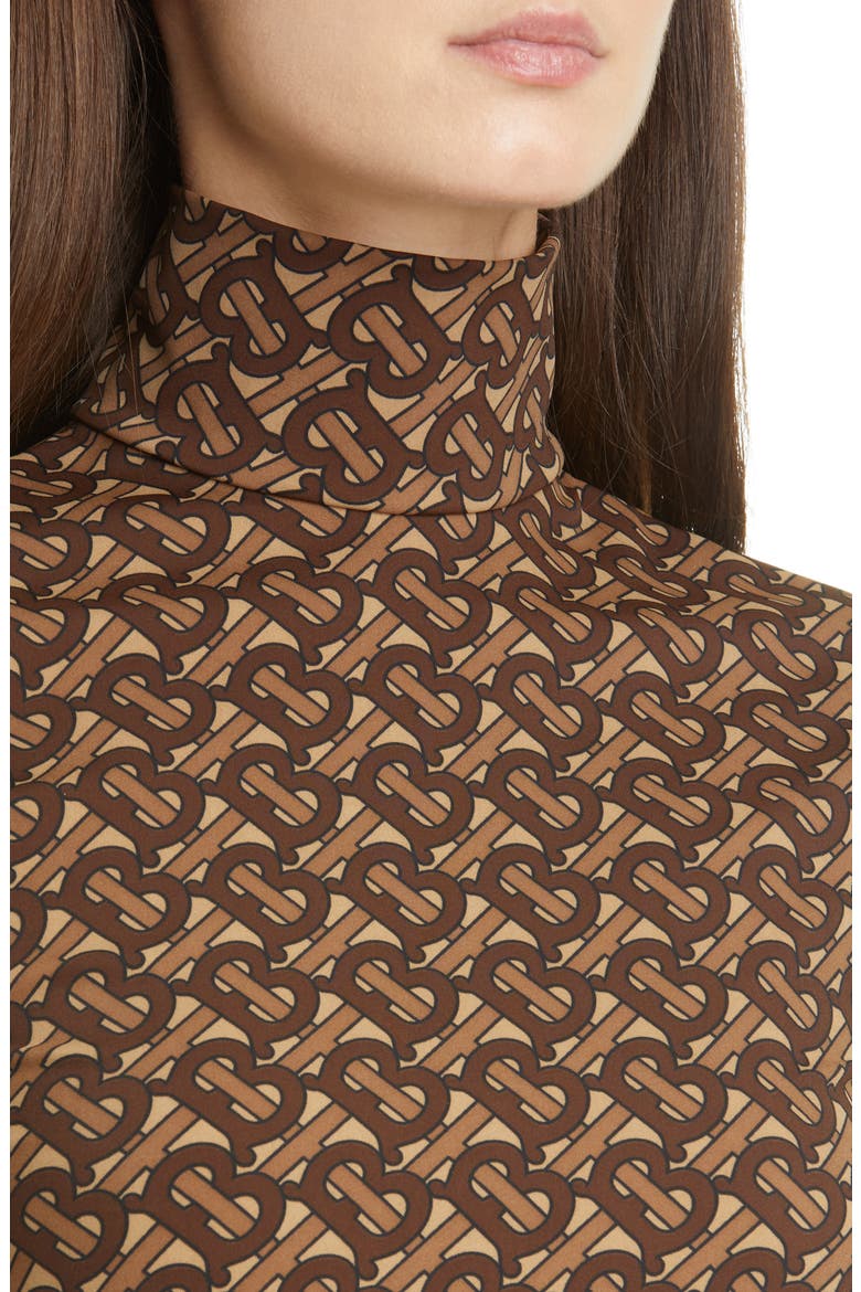 Trancura TB Monogram Print Stretch Jersey Top, Alternate, color, BRIDLE BROWN IP PTTN