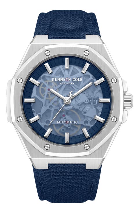 Benson Skeleton Automatic Nylon Strap Watch, 42mm