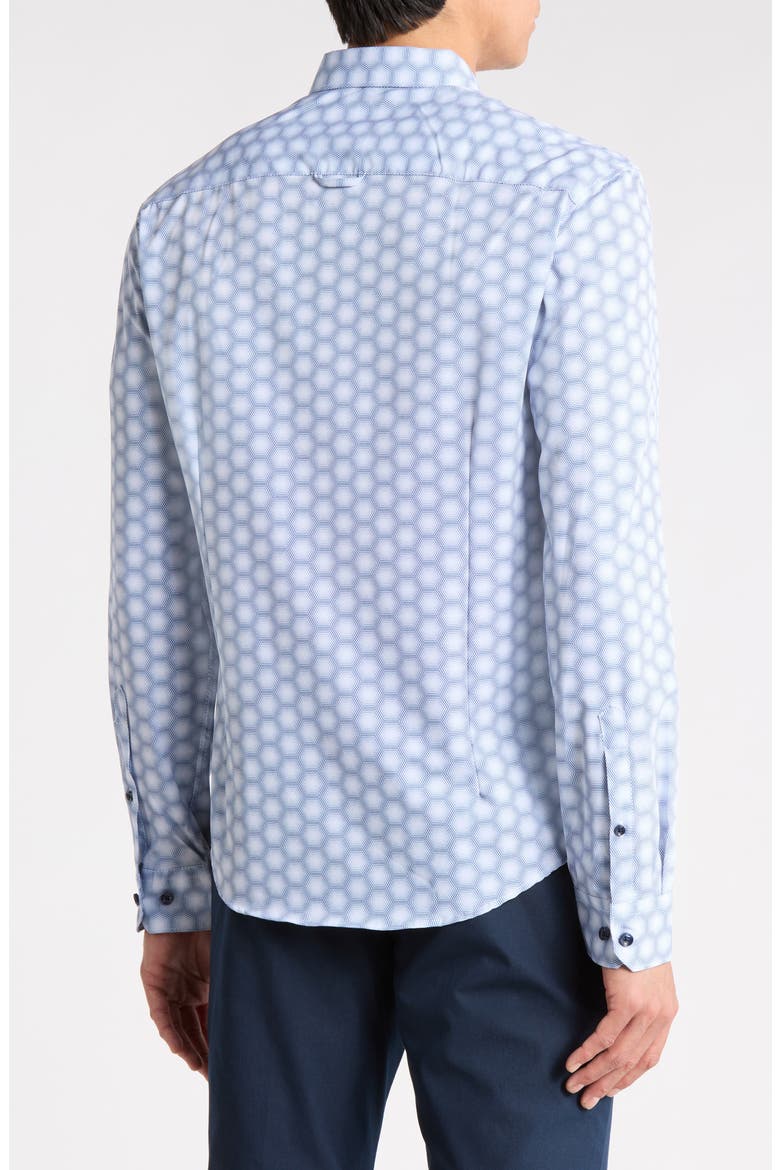 Geometric Button-Up Shirt, Alternate, color, WHITE/ BLUE