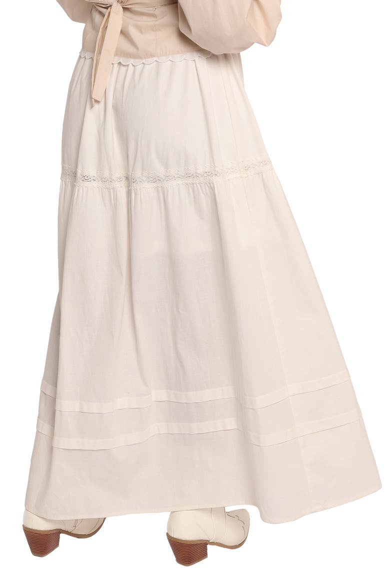 Darlie Lace Trim Tiered Maxi Skirt, Alternate, color, WHITE