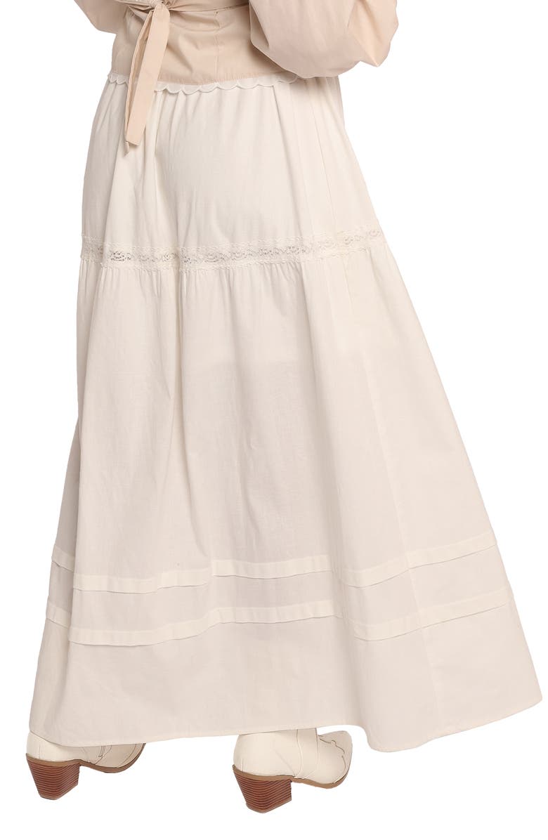 Petal & Pup Darlie Lace Trim Tiered Maxi Skirt, Alternate, color, White